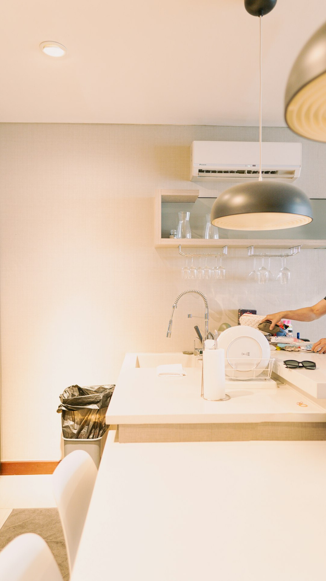 family meal preparation in organized kitchen
